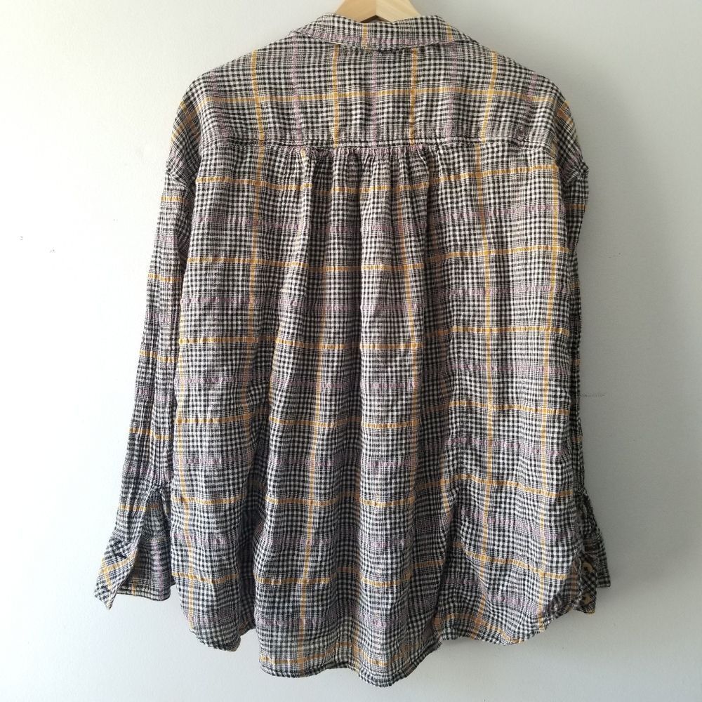 Free People Plaid Break My Stride Top Blouse Small - Picture 5 of 10